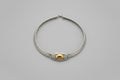 Unsigned Two-Tone Omega Collar Choker Necklace with Gold Oval Cabochon Center, c. 1980s — view 1