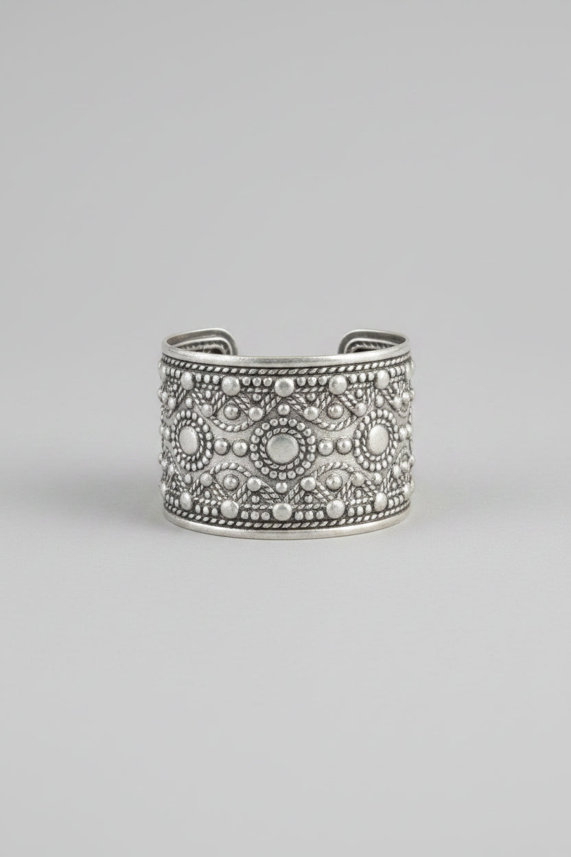 Unsigned Tribal Wide Cuff Bracelet, c. 1970s–1990s — view 1