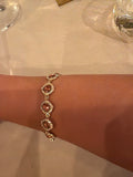 Unsigned Pink Crystal Cushion-Halo Link Bracelet, c. 2000s–2010s — view 1