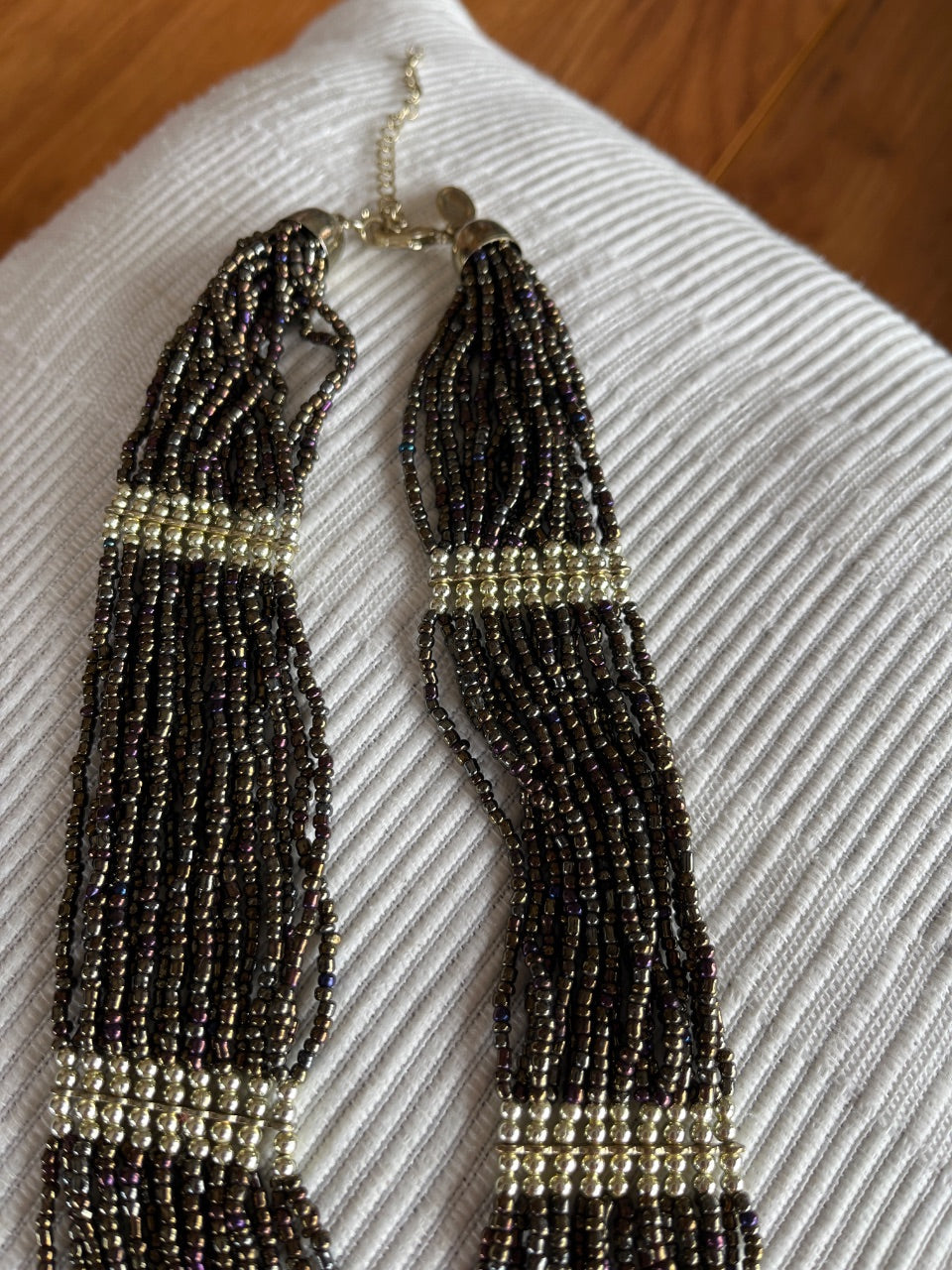 Unsigned Multi-Strand Seed Bead Fringe Tassel Necklace, c. 1980s–90s — view 2