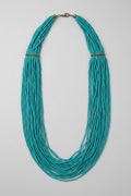 Unsigned Layered Necklace Set — Multi-Strand Turquoise Seed Bead with Rose Quartz & Nautilus Shell Pendants, c. 2000s–2010s — view 2