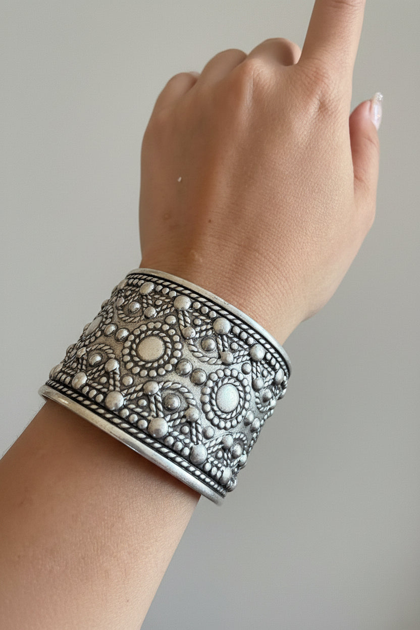 Unsigned Tribal Wide Cuff Bracelet, c. 1970s–1990s — view 3