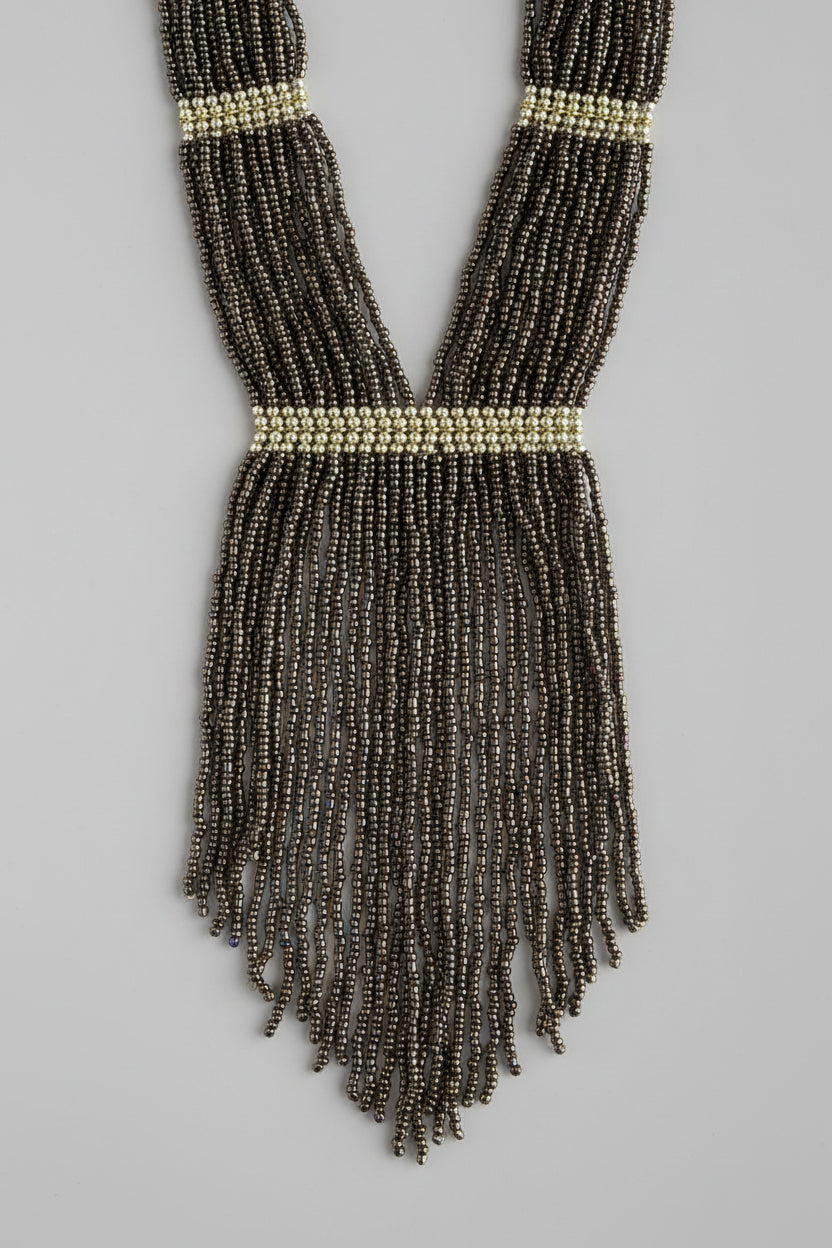 Unsigned Multi-Strand Seed Bead Fringe Tassel Necklace, c. 1980s–90s — view 3