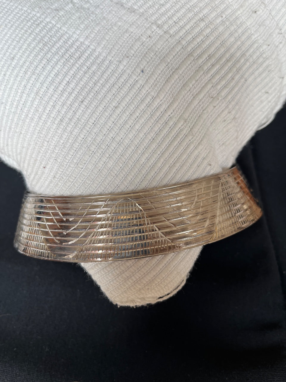 Unsigned Wide Engraved Silver Cuff Bracelet, c. 1970s–1980s — view 3